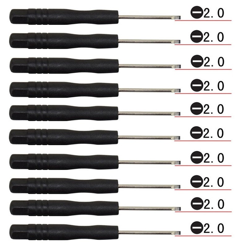 Fixinus 10 Pieces Slotted 2.0mm Flat Head Mini Screwdrivers Set for Cell Phone iPhone Samsung Tablet Laptop PC Games and Small Electronics - Image 1
